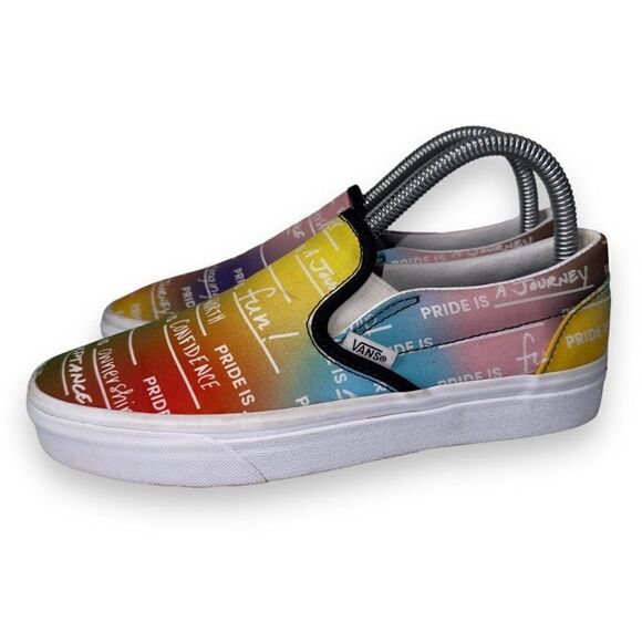 Vans UA Classic Slip-on Pride Skate Shoes Multicolor Rainbow Women's 7 - Picture 2 of 11